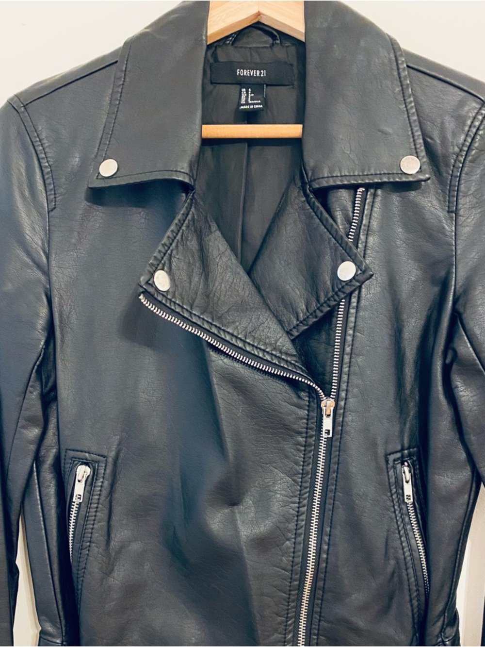 Women's Black Faux Leather Moto Jacket